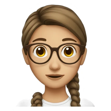 Cute girl with brown hair and a ponytail and glasses and tan sticker