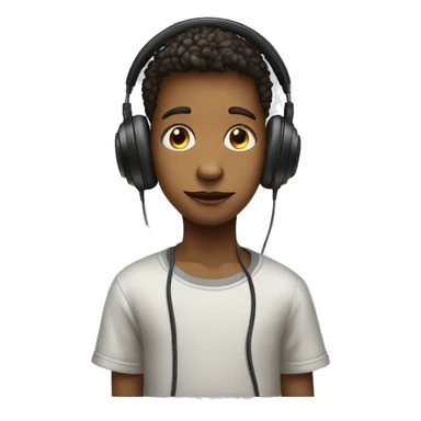 curious boy portrait with headphones sticker