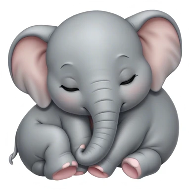 Meme-Worthy Cute Sleeping Baby Elephant Portrait Emoji, Head resting peacefully with a contented smile, showcasing a delightfully tiny build and a luxuriously soft gray hide, eyes shut in a serene, restful nap, Simplified yet hilariously adorable features, highly detailed, glowing with a soft, drowsy light, high shine, relaxed and utterly lovable, stylized with an air of playful laziness, bright and heartwarming, soft glowing outline, capturing the essence of a comically sleepy baby elephant, so meme-worthy it feels like it could instantly become the next viral sensation of adorable slumber! sticker