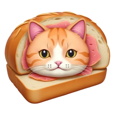 a cat in a bread loaf form but it's actually salmon sticker