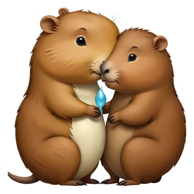 Capibara cargando un beso sticker