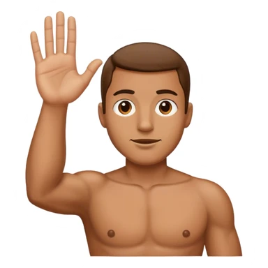 man with hand raised half way sticker