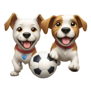 Two dogs playing soccer sticker