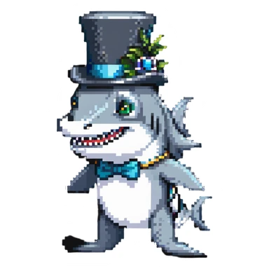 shark wearing a top hat and monocle sticker