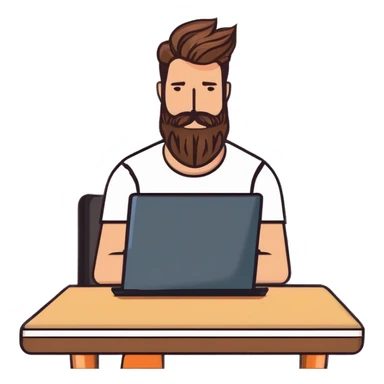 bearded guy at a laptop sticker