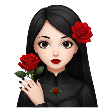 Gothic black nails holding rose  sticker