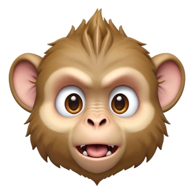 Cinematic Comical Macaque Portrait Emoji, Head tilted dramatically with an exaggerated, shocked expression and a raised eyebrow, featuring a lively, nimble build with spiky fur and wide, comically expressive eyes, Simplified yet hilariously animated features, highly detailed, glowing with a slightly sassy, vibrant glow, high shine, dramatic yet playful, stylized with an air of cheeky primate attitude, soft glowing outline, capturing the essence of a meme-worthy macaque that looks ready to deliver a playful side-eye into viral fame! sticker