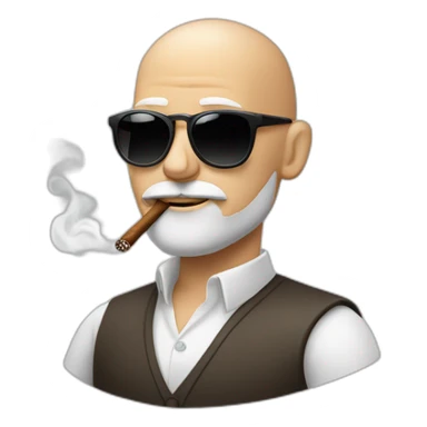 Bald muscular white man with beard and sunglasses smoking cigar sticker