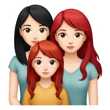 Three girl friends one black hair one red hair one brown hair  sticker