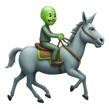 Gray alien riding a green donkey sticker
