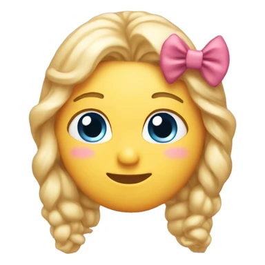 Blushing emoji with a bow in hair sticker