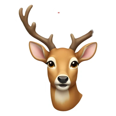 a deer with a garland on its horns sticker