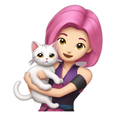 Pink hair Mulan wrestling with a cat sticker