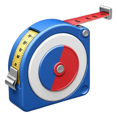 Create my a cartoon/realistic tape measure thats red white and blue. Do not include any yellow. sticker