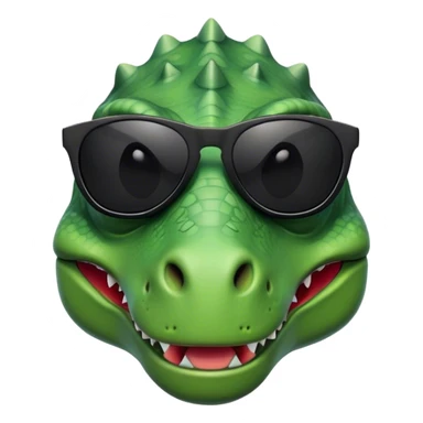 face of a dinosaur with black sunglasses on sticker
