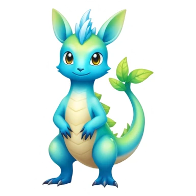 Shiny Exotic Colorful Amaura-Aurorus-Fakémon-hybrid-creature (full body)  sticker
