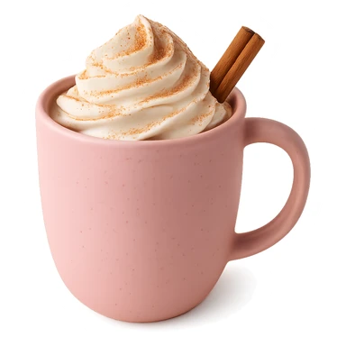 cozy hot chocolate with whipped cream and cinnamon pink, remove background sticker