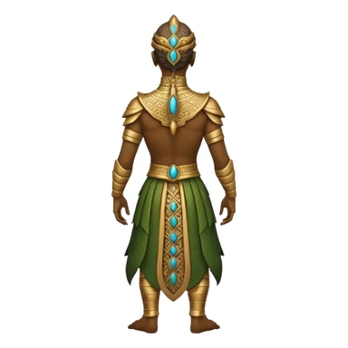 reptilian humanoid in ancient outfit, back view, ornate details sticker