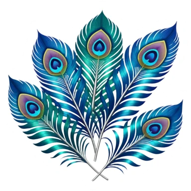 Iridescent pearlescent detailed peacock feathers sticker