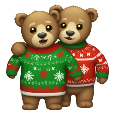 Two teddybear hugging in Christmas sweater sticker