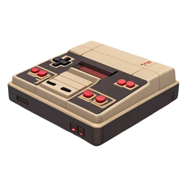 Clash of Clans aesthetic: Cinematic Playful NES Console Portrait Emoji, rendered in a 3D vector-style similar to standard emojis with minimal shading and bold, simplified shapes. A compact, distinct form with signature details, softly glowing with a nostalgic gaming charm. Simplified yet unmistakably iconic, highly detailed and consistent, glowing with a soft radiance and high shine. Stylized with a touch of retro gaming magic and a soft glowing outline, capturing the essence of a beloved gaming relic with a friendly, playful manner! sticker