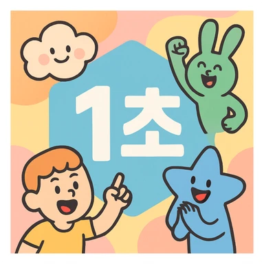 soft sky blue hexagon, '1초' in bold white font at the center, pastel background, gives a sense of encouragement sticker