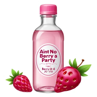 realistic Johnson and Johnson style bottle pink cap pink logo clear bottle with aint no party like a berry party written on the logo with diddy oil and a berry on top bottle sticker