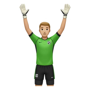 soccer goalkeeper green shirt, shorts football boots arms up sticker