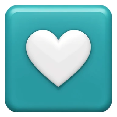 teal square with a white heart and a line at the bottom sticker