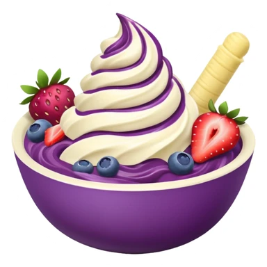 acai soft serve in a bowl with fruit sticker