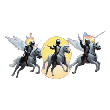 Daft punk robots riding unicorns into the sunset sticker
