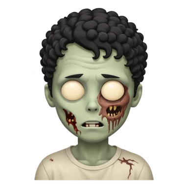 curly black hair zombie boy with one eye closed emoji sticker