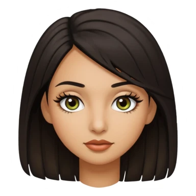 girl with olive skin dark medium hair  eyes long lashes  sticker