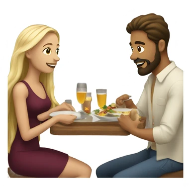 Puerto rican beard short brown hair getting dinner with with blond long hair girl  sticker