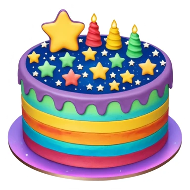Rainbow galaxy starry cake sticker