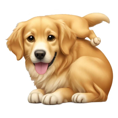 golden retriever with cat on its back sticker