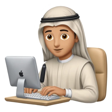 arab typing on computer sticker