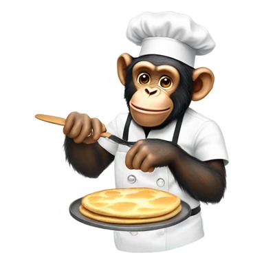 Chimpanzee chef making pancakes sticker