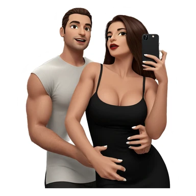 couple selfie in black dress sticker