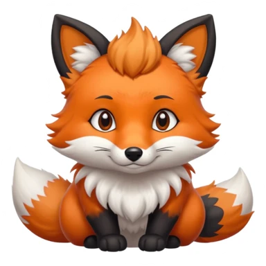 Floofy the Creampuff fox blackish gray fur color chubby Black paws orange color 3 tailsCrystals on the head, tails and Back sticker