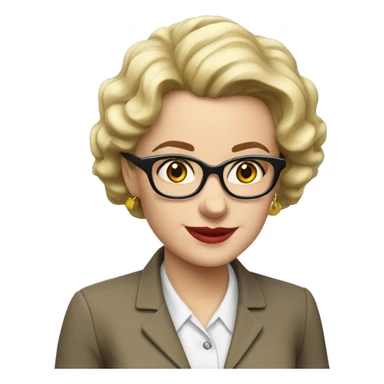 teacher 50s white woman glasses medium build sticker
