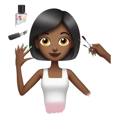 Brunette Girl getting a manicure at nail salon sticker