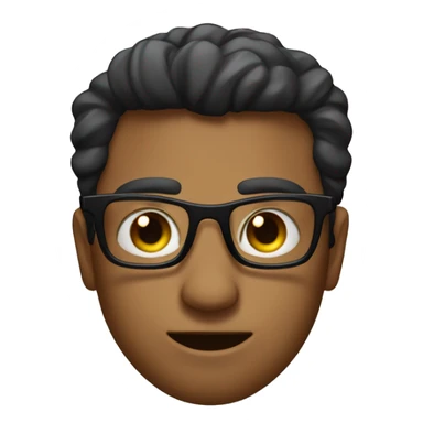 Hombre con lentes, cara larga y pelo bien corto. ojos negros sticker