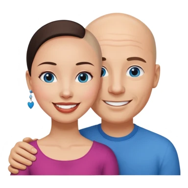 Bald white man blue eyes in love with Filipina woman sticker