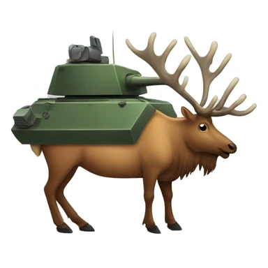 elk in a tank cartoon style sticker