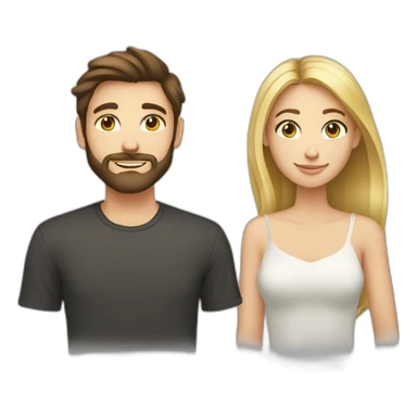 brunette 25 year old male with beard with blue eyed blonde 25 year old woman sticker
