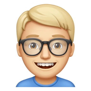 programmer with protruding teeth and glasses, simple, clear emoji style sticker