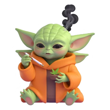 baby yoda smoking cannabis sticker