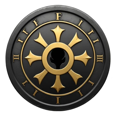 Minimal emoji, gothic metal coin made of black steel, engraved number FORTUNA at the center, ancient industrial aesthetic, worn metal texture, no glow, no neon, flat emoji design, centered, transparent background sticker