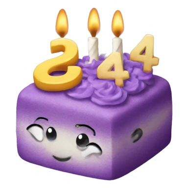 Purple Colored bento birthday with frosting written on the cake the number 24 sticker